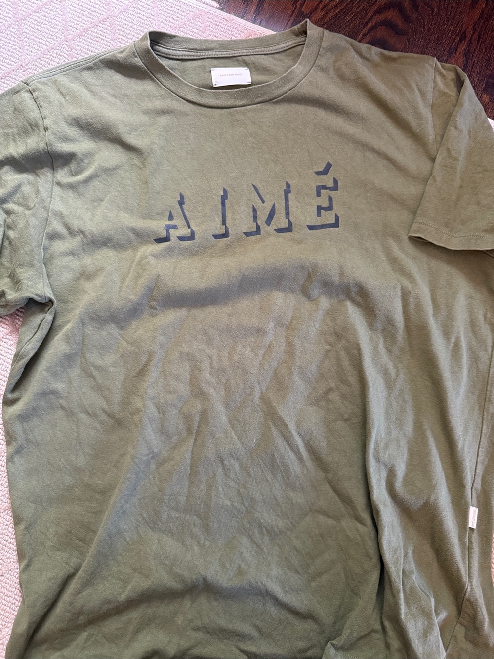 Aime Leon Dore Olive Green Short Sleeve Tee with Stencil Logo